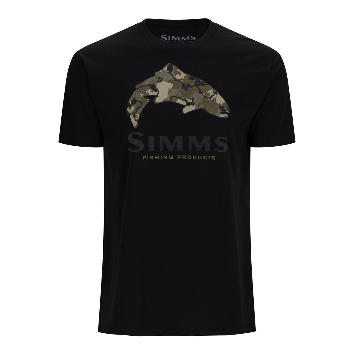 Simms Men's Trout Regiment Camo Fill T-Shirt, Navy Heather / L
